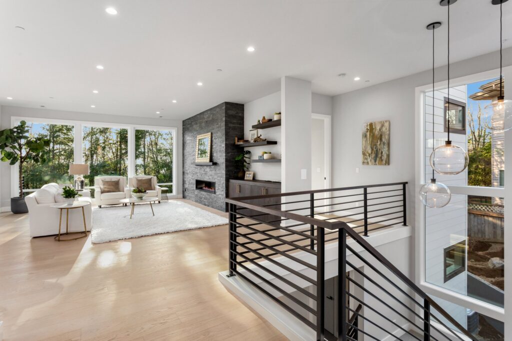 Twilight Terrace Fireplace with design and materials by Envision Interiors